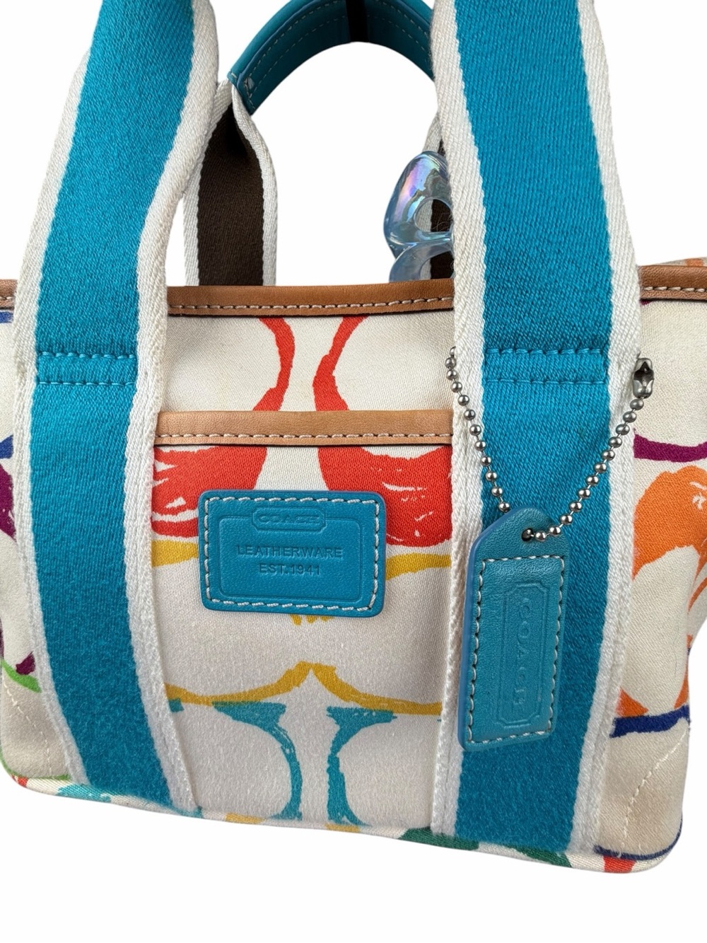 COACH Vintage Y2K Hampton Scribble Colorful “C” Monogram Canvas Mini Tote 5659 - Picture 2 of 9